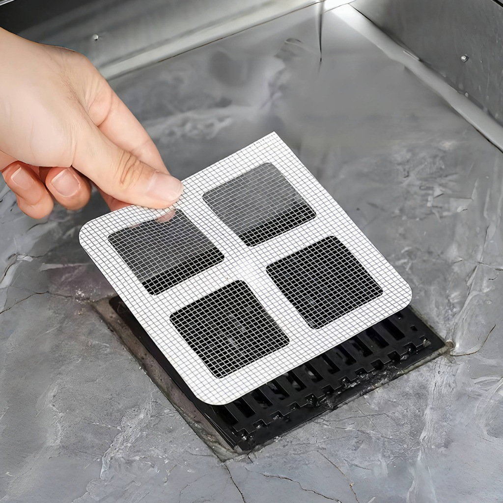 Set 5 Lưới Lọc Rác Tự Dính Chống Tắc Nghẽn Cống Thoát Nước Tiện Dụng 10x10cm