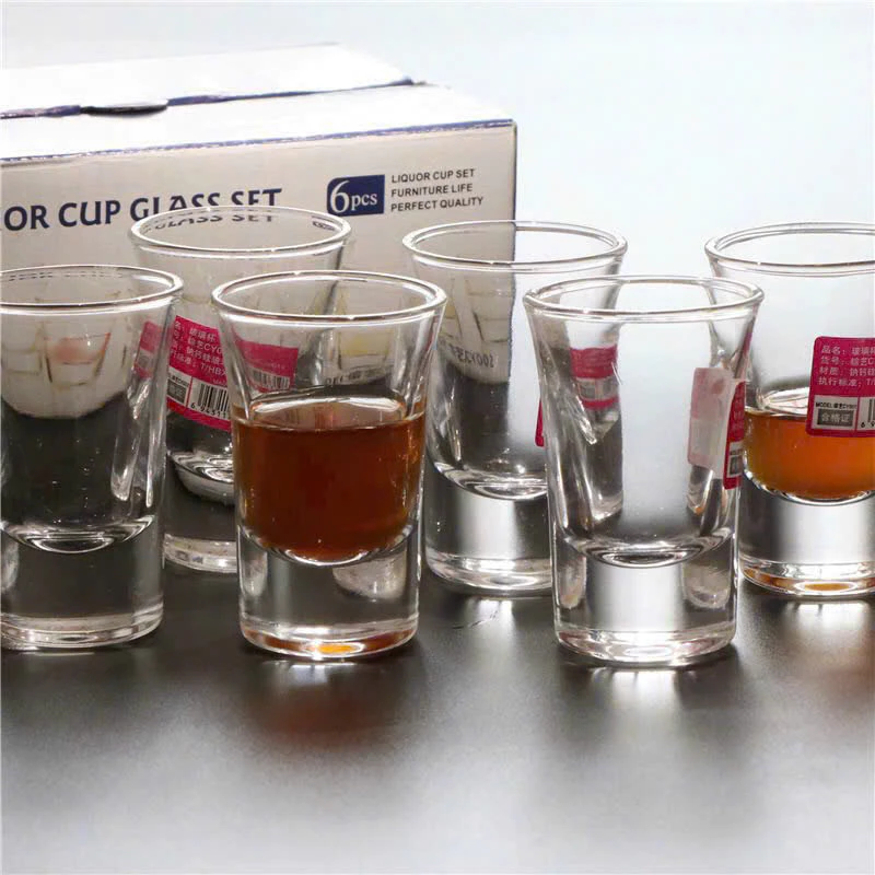 Set 6 ly uống rượi đế dày, bộ ly thuỷ tinh hạt mít 6 cái đế dày cao cấp (35ml) - Thuỷ tinh - Bộ 6 chén