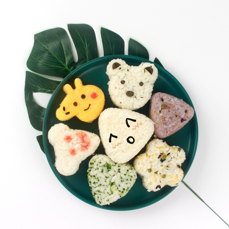 Set 7 Khuôn Ép Cơm Làm Cơm Nắm, Khuôn Tạo Hình Cơm Bento Làm Bánh Cho Bé