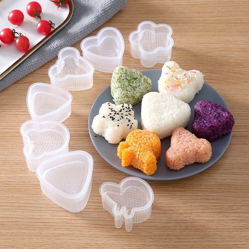 Set 7 Khuôn Ép Cơm Làm Cơm Nắm, Khuôn Tạo Hình Cơm Bento Làm Bánh Cho Bé