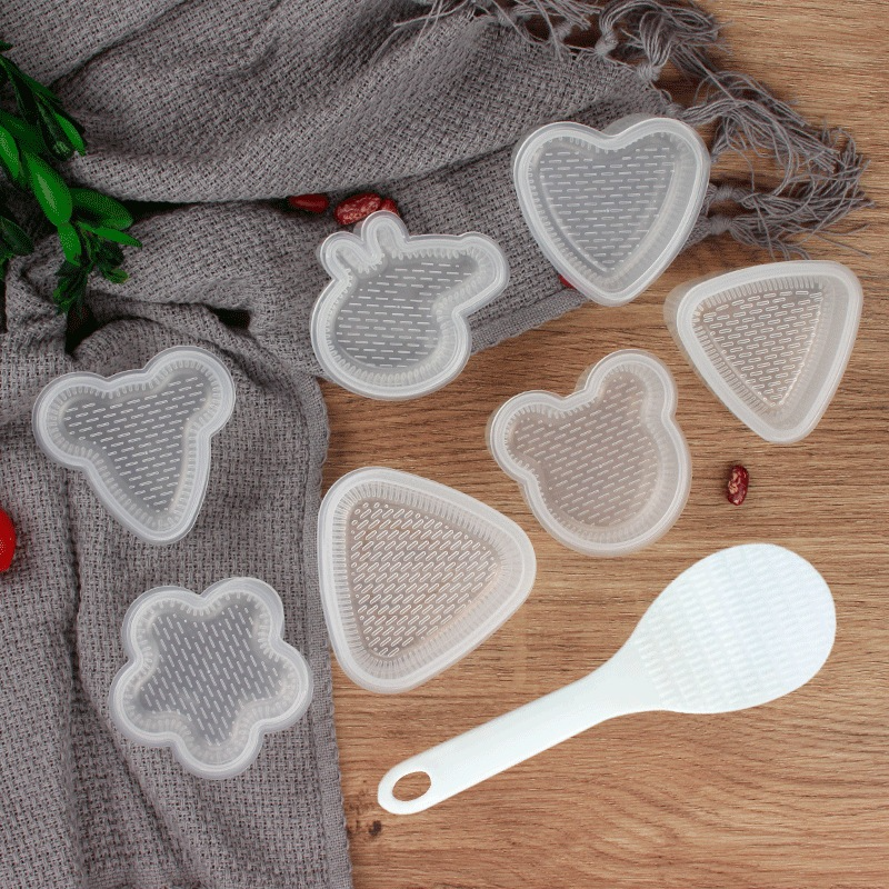 Set 7 Khuôn Ép Cơm Làm Cơm Nắm, Khuôn Tạo Hình Cơm Bento Làm Bánh Cho Bé