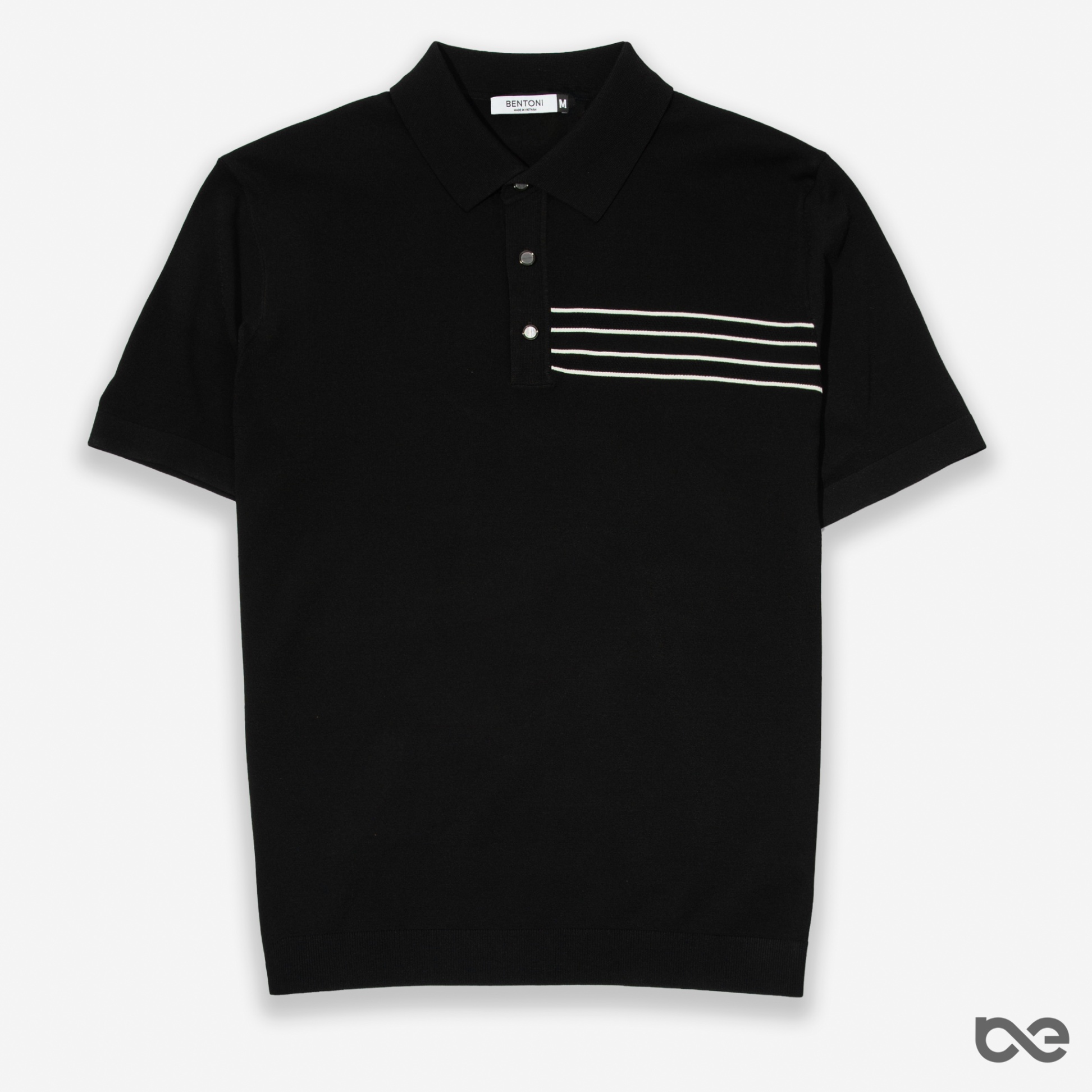 Pin Polo | Đen ngực kẻ trắng