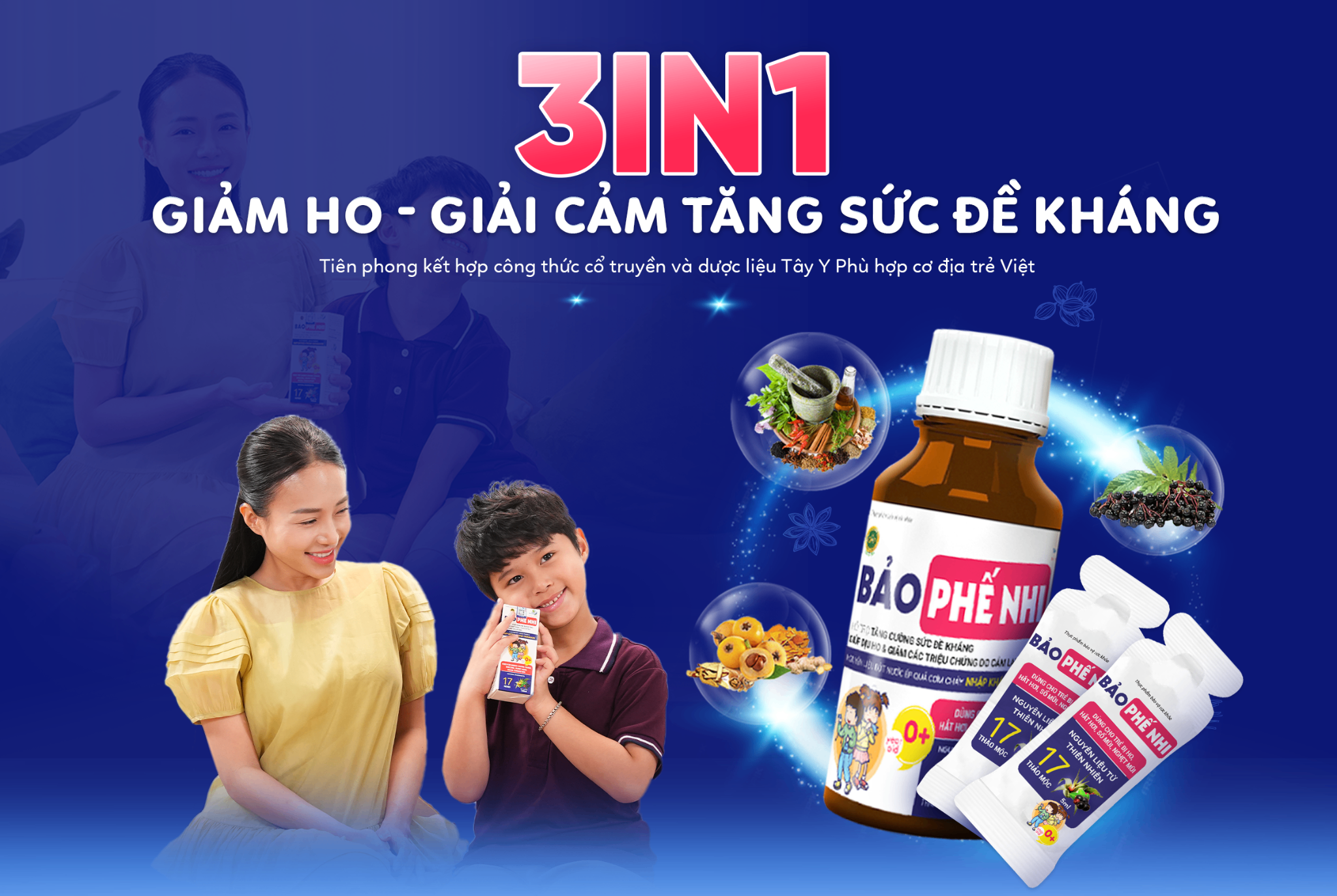 Siro ho 3in1 Bảo Phế Nhi - Giảm ho, Giải cảm, Tăng đề kháng