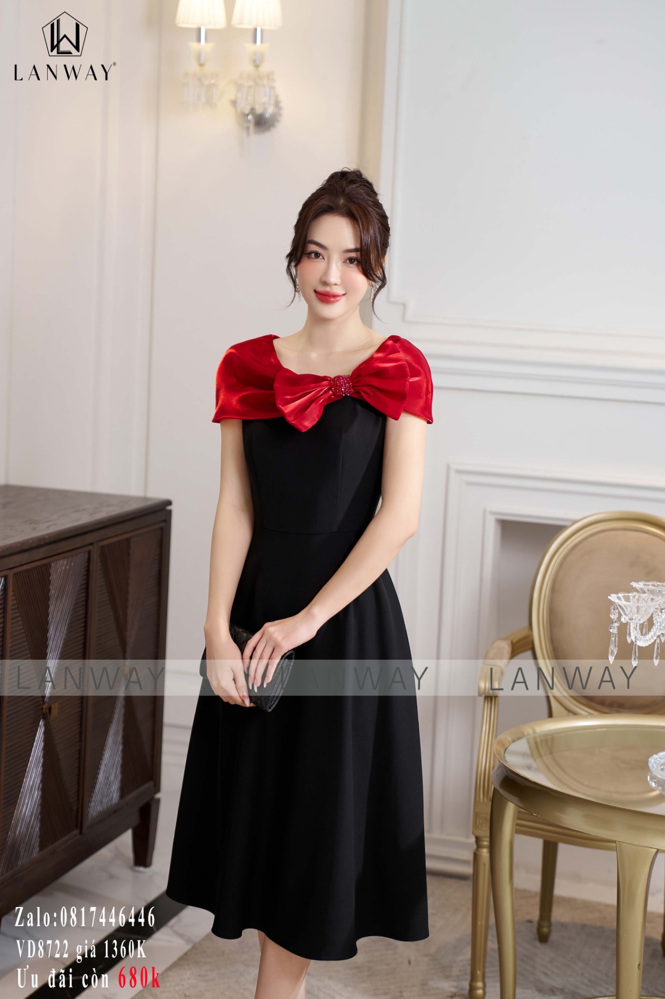 Váy đen lấp lánh tay nơ LYLIA – Hizu Dress Up