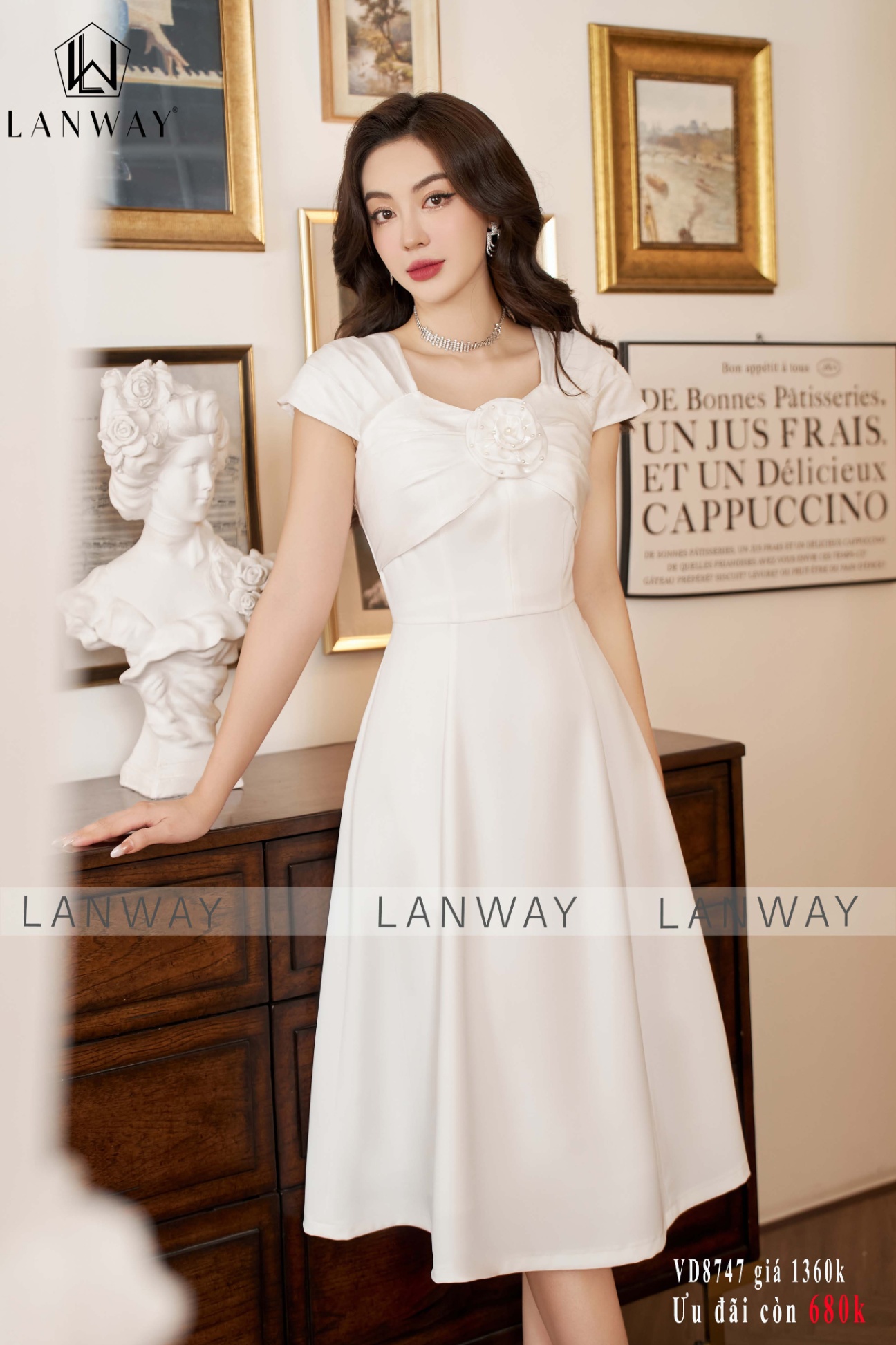 Váy nữ có size, Đầm trắng nơ vai choàng Lay Dress - Đầm dự tiệc |  ThờiTrangNữ.vn