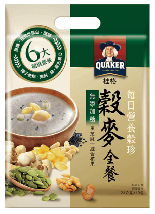 V885 Bột ngũ cốc mè đen không đường Quaker 每日穀珍黑芝蔴核果(無糖) 23g*10包