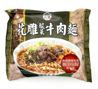 J2031 Mì vị bò cải chua 台酒花雕酸菜牛肉麵 200g*1