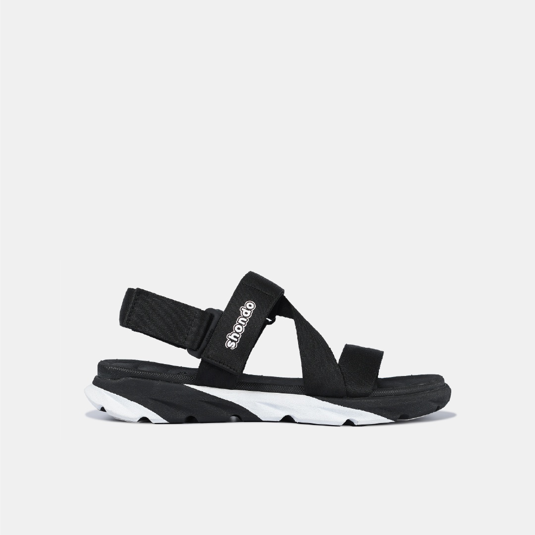 F6S0111 Giày Sandal Nam Nữ SHONDO F6 Sport Thời Trang Nhẹ Êm Đi Học, Đi Làm Đế Cao 3,5cm Màu Trắng Đen F6S0111