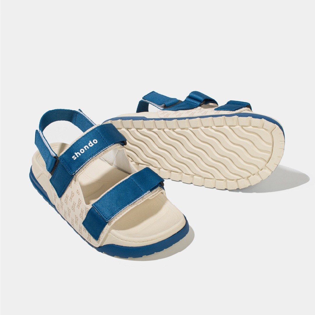 PLA2323W Giày Sandal Nam Nữ Shondo Êm Chân, Bền Platy 2 Be phối Xanh PLA2323 Đế Bằng