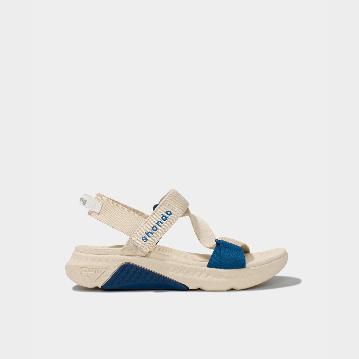F7R2530 Giày Sandals Shondo Nam Nữ F7 Racing Be Phối Xanh Dương F7R2530 Đế Bằng DéP