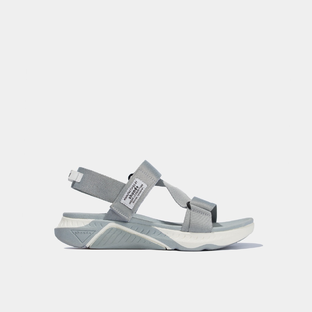 F7R2022 Giày sandals Shondo nam nữ F7 racing xám trắng F7R2022 Đế Bằng