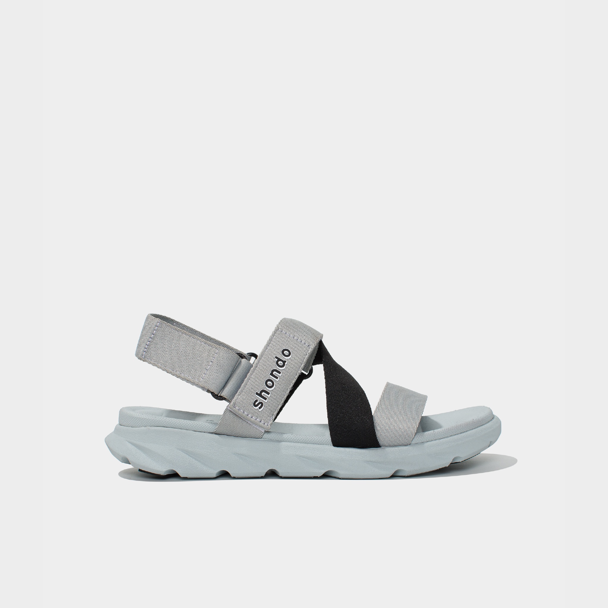 F6S2011 Giày sandal Shondo F6 sport đế xám phối quai đen F6S2011 Nam Đế Bằng