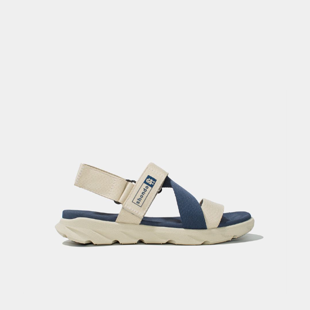 F6S2525 Giày Sandals Nam Nữ Shondo F6 Sport Đế Be Quai Be Xanh F6S2525