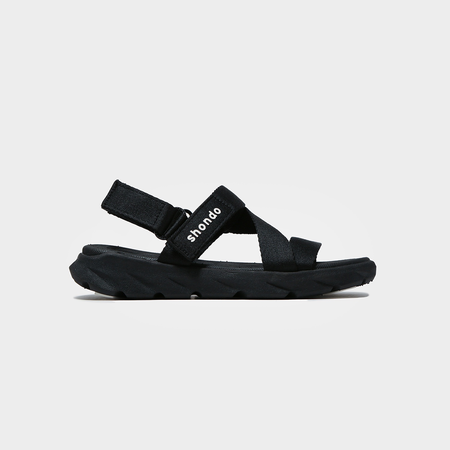 F6S301 Giày sandal Shondo nam nữ màu đen full F6 sport F6S301 Đế Bằng (Tháo Được Quai Sau)