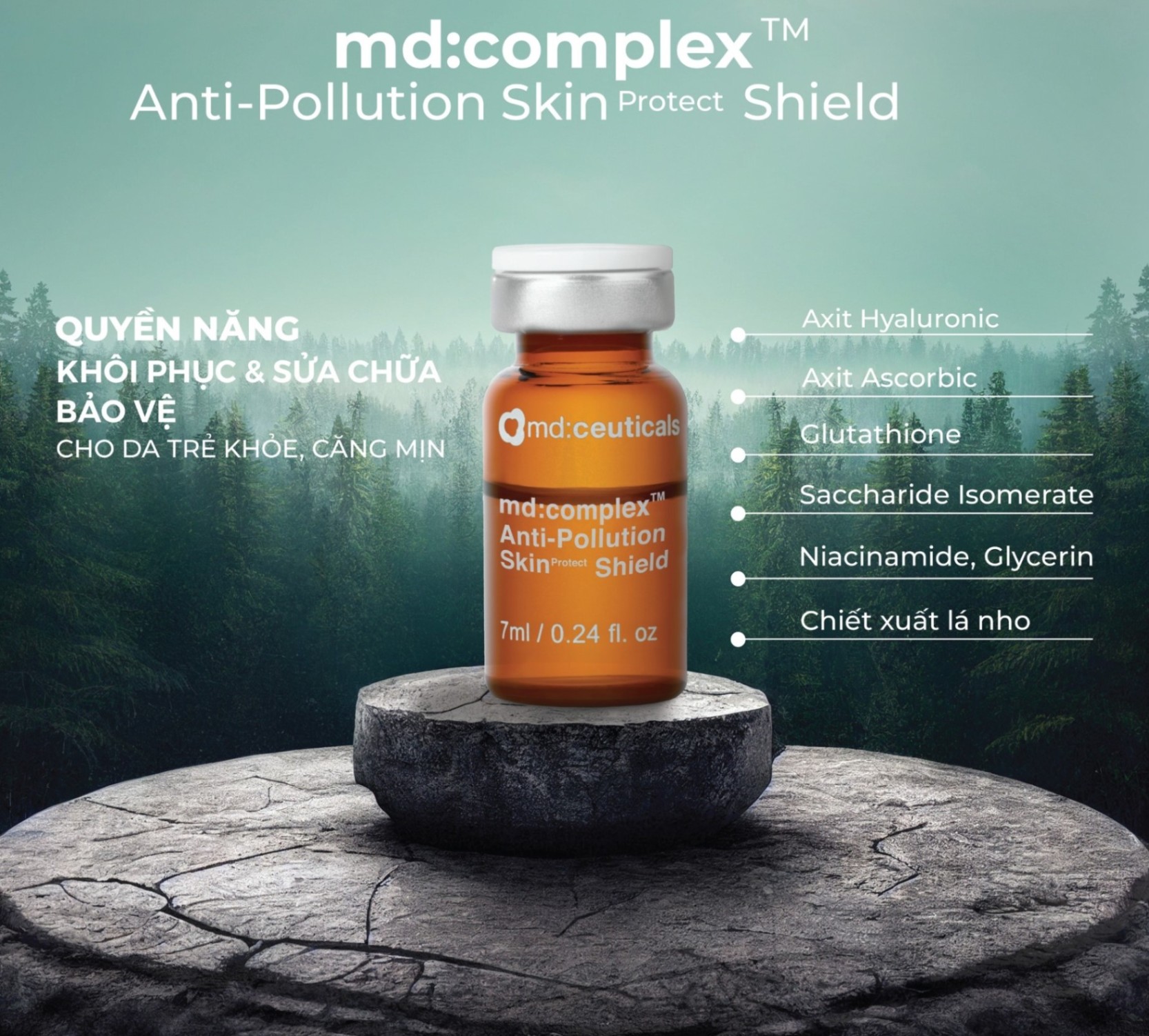 Tinh chất phục hồi da, chống lão hóa Md:Ceuticals Md:Complex Anti-Pollution Skin Protect Shield 7ml