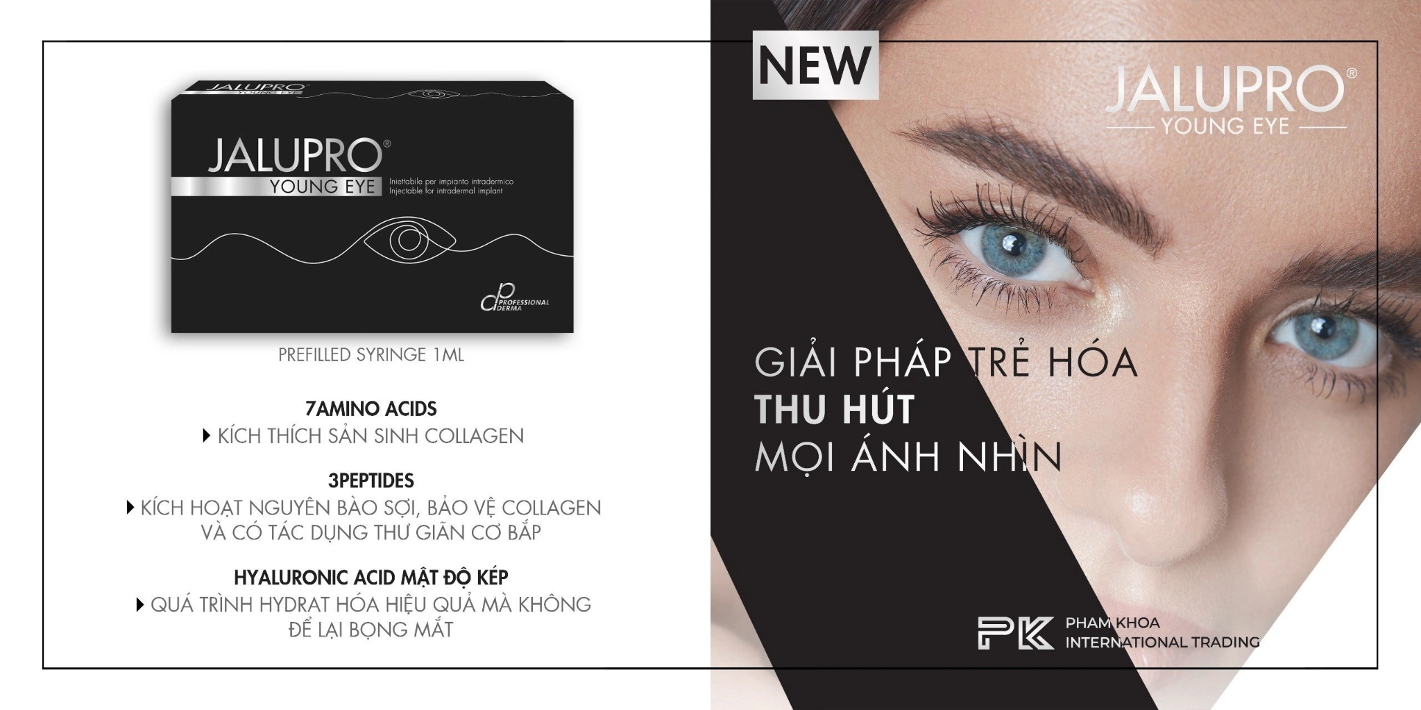 Tinh chất tiêm trẻ hóa và làm đầy vùng mắt Jalupro Young Eye hộp 1ml