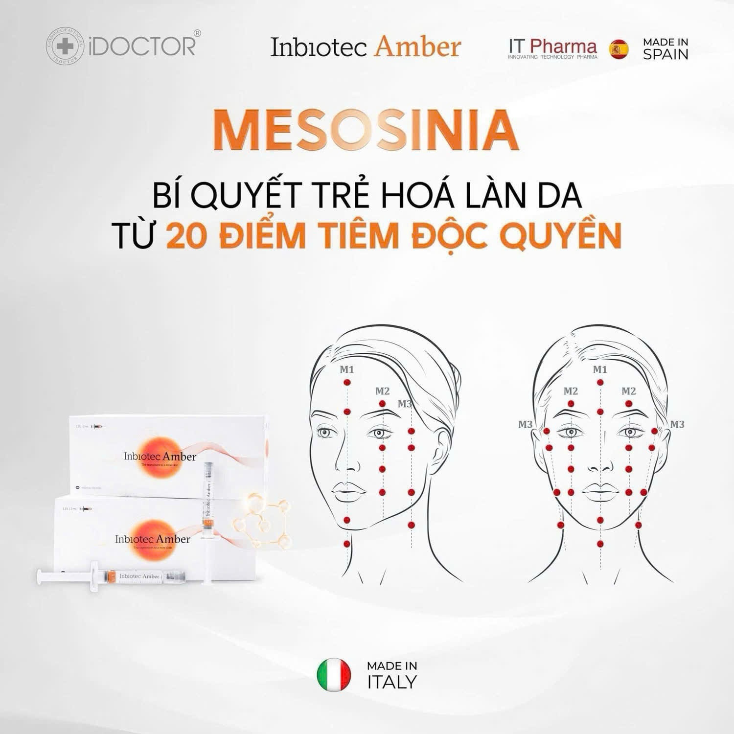 Tinh chất tiêm BAP trẻ hóa da đa tầng Inbiotec Amber hộp 2ml