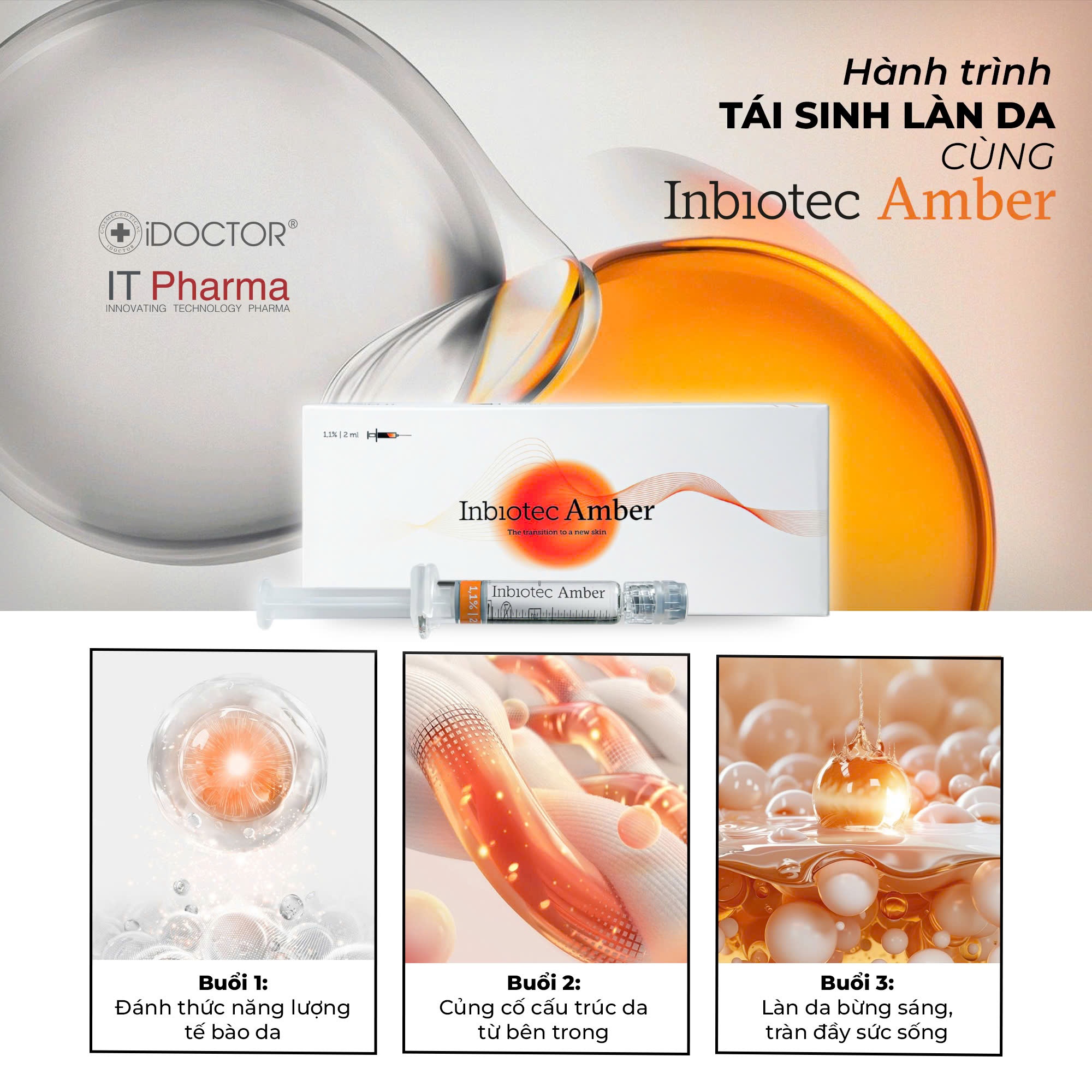 Tinh chất tiêm BAP trẻ hóa da đa tầng Inbiotec Amber hộp 2ml