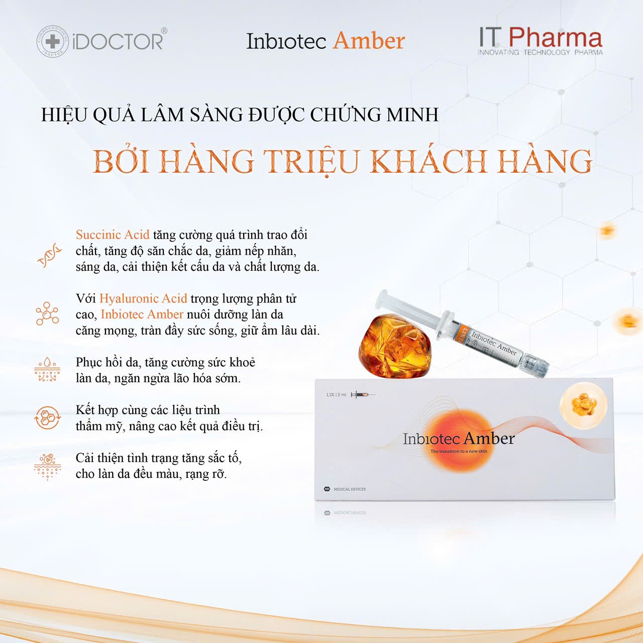 Tinh chất tiêm BAP trẻ hóa da đa tầng Inbiotec Amber hộp 2ml