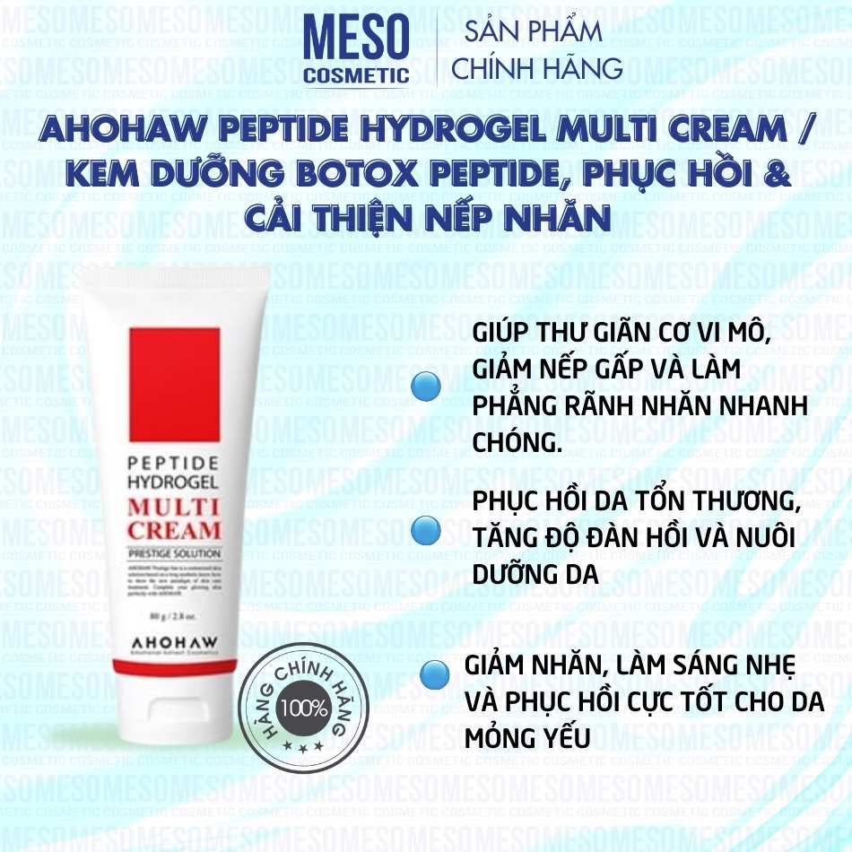 Ahohaw peptide hydrogel multi cream / kem dưỡng botox peptide, phục hồi & cải thiện nếp nhăn