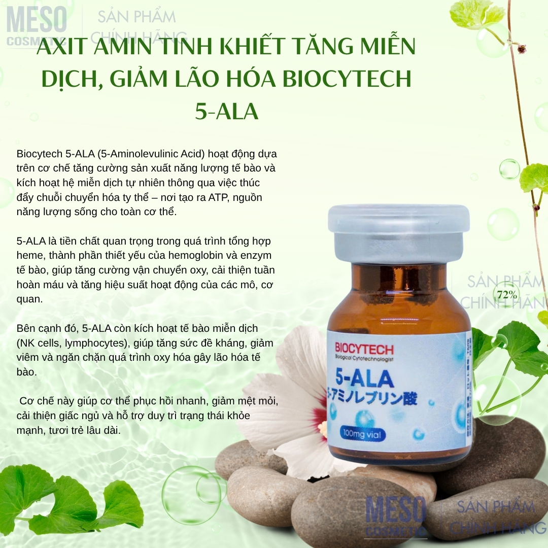 Axit amin tinh khiết tăng miễn dịch, giảm lão hóa Biocytech 5-ALA