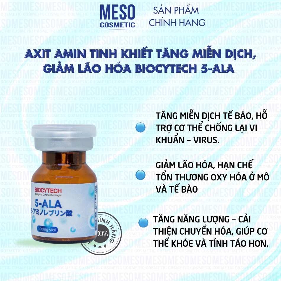 Axit amin tinh khiết tăng miễn dịch, giảm lão hóa Biocytech 5-ALA
