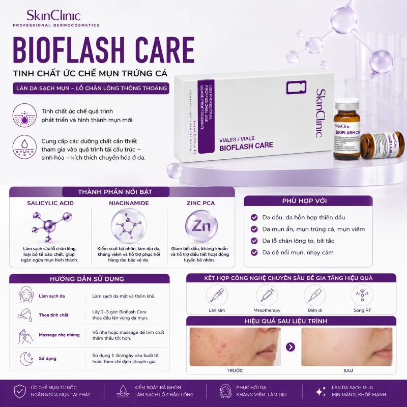 Tinh Chất Hỗ Trợ Giảm Mụn Trứng Cá BIOFLASH Care SkinClinic Chính Hãng