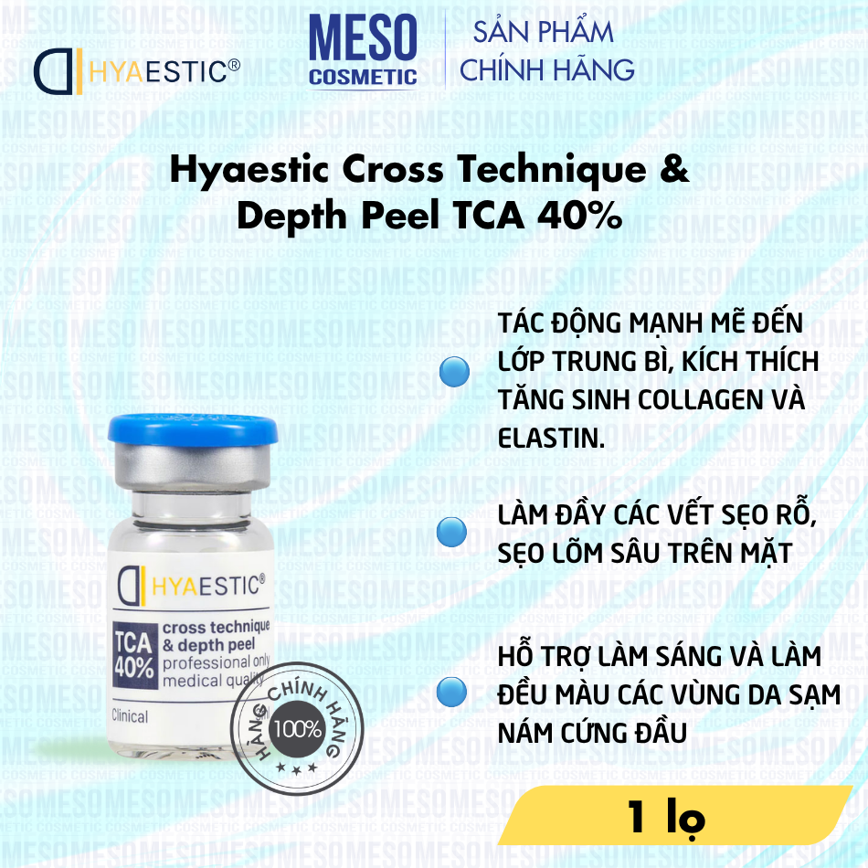 Bộ Peel Hỗ Trợ Cải Thiện Lão Hóa, Làm Sáng Da Chuyên Sâu Hyaestic Cross Technique & Depth Peel TCA 40% Chính Hãng
