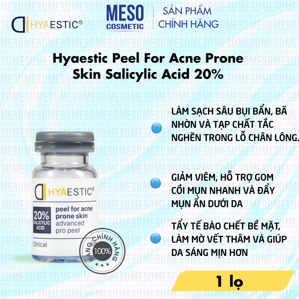 Bộ Peel Hỗ Trợ Giảm Mụn, Kiểm Soát Bã Nhờn & Cải Thiện Da Dầu Hyaestic Peel For Acne Prone Skin Salicylic Acid 20% Chính Hãng