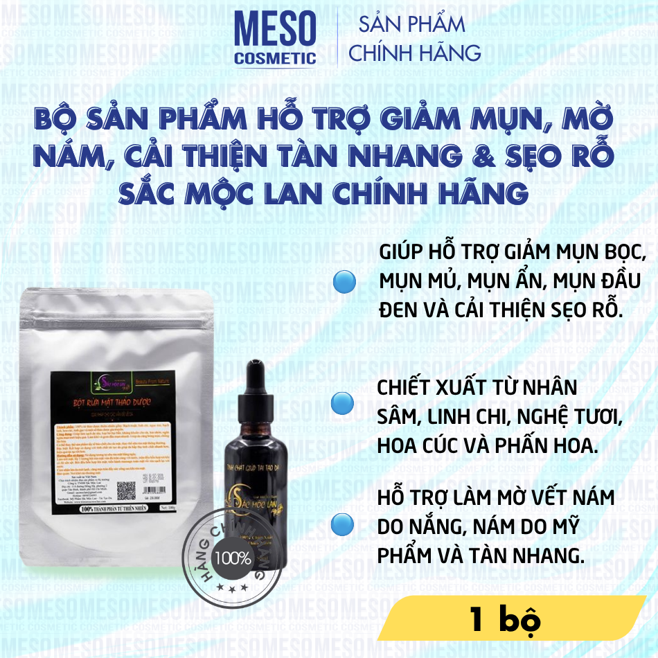 Bộ Sản Phẩm Hỗ Trợ Giảm Mụn, Mờ Nám, Cải Thiện Tàn Nhang & Sẹo Rỗ Sắc Mộc Lan Chính Hãng