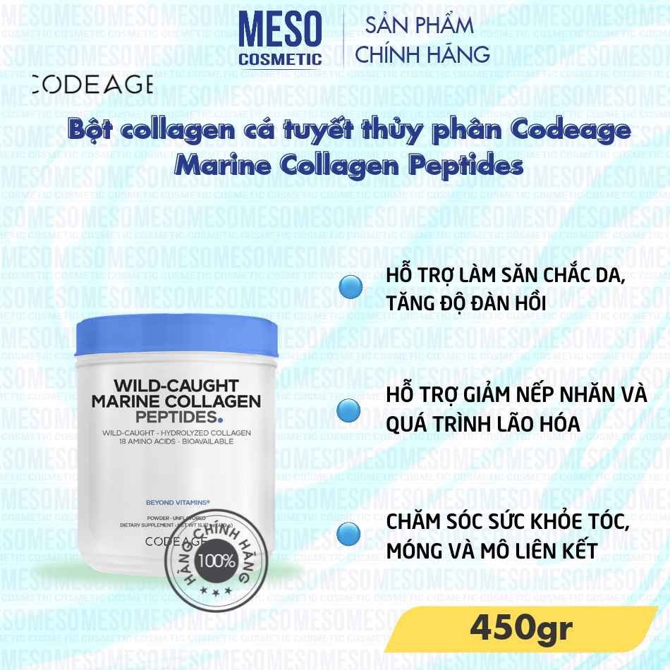 Bột collagen cá tuyết thủy phân Codeage Marine Collagen Peptides