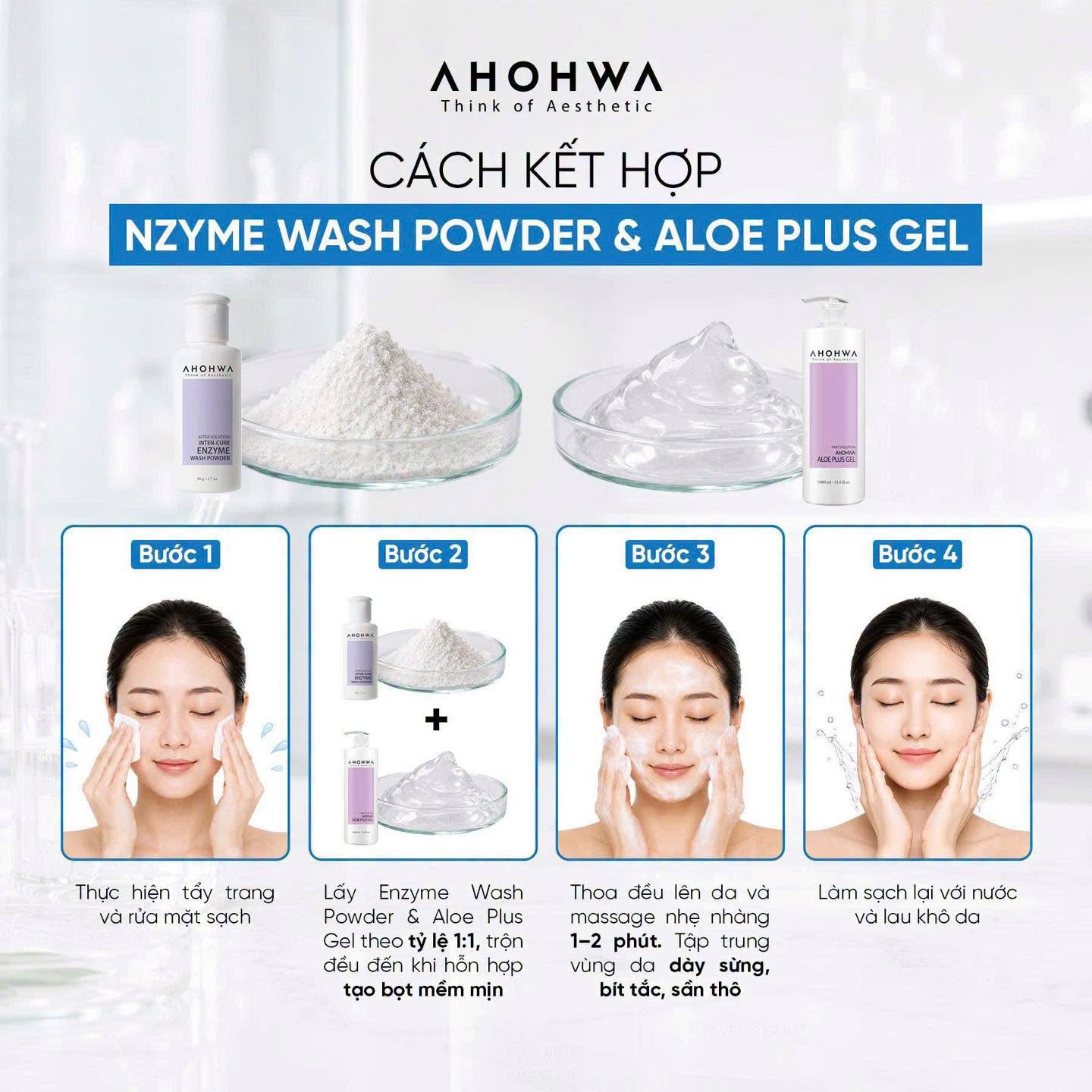 Bột tẩy da chết sinh học enzyme Ahohwa After Solution Inten-Cure Enzyme Wash Powder
