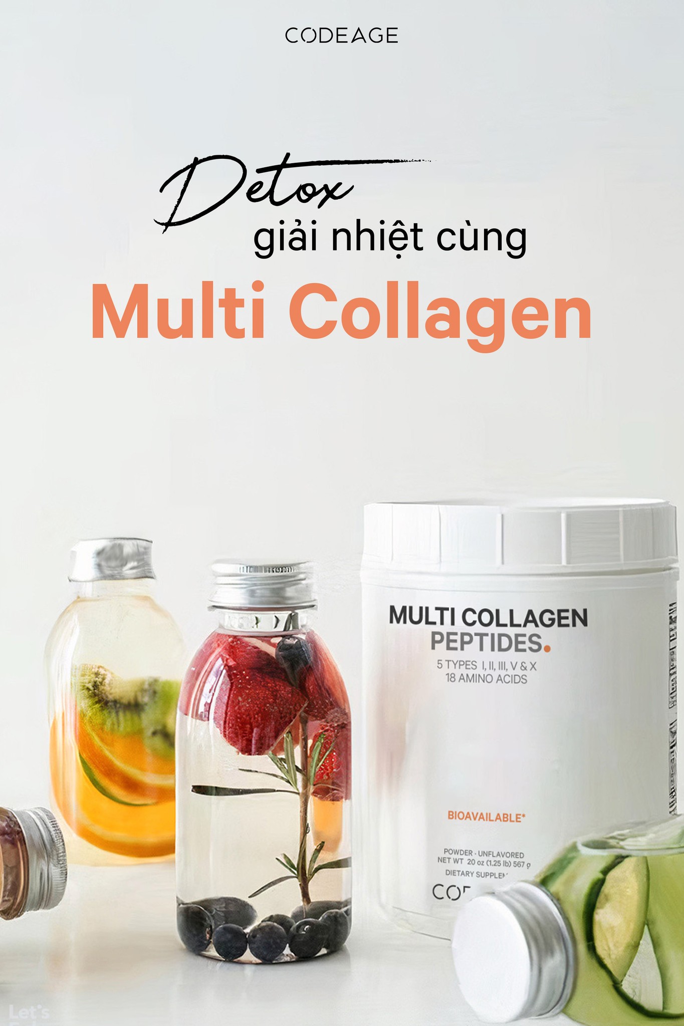 Bột uống hỗ trợ làm đẹp da, tóc, móng Codeage Multi Collagen Peptides 567g