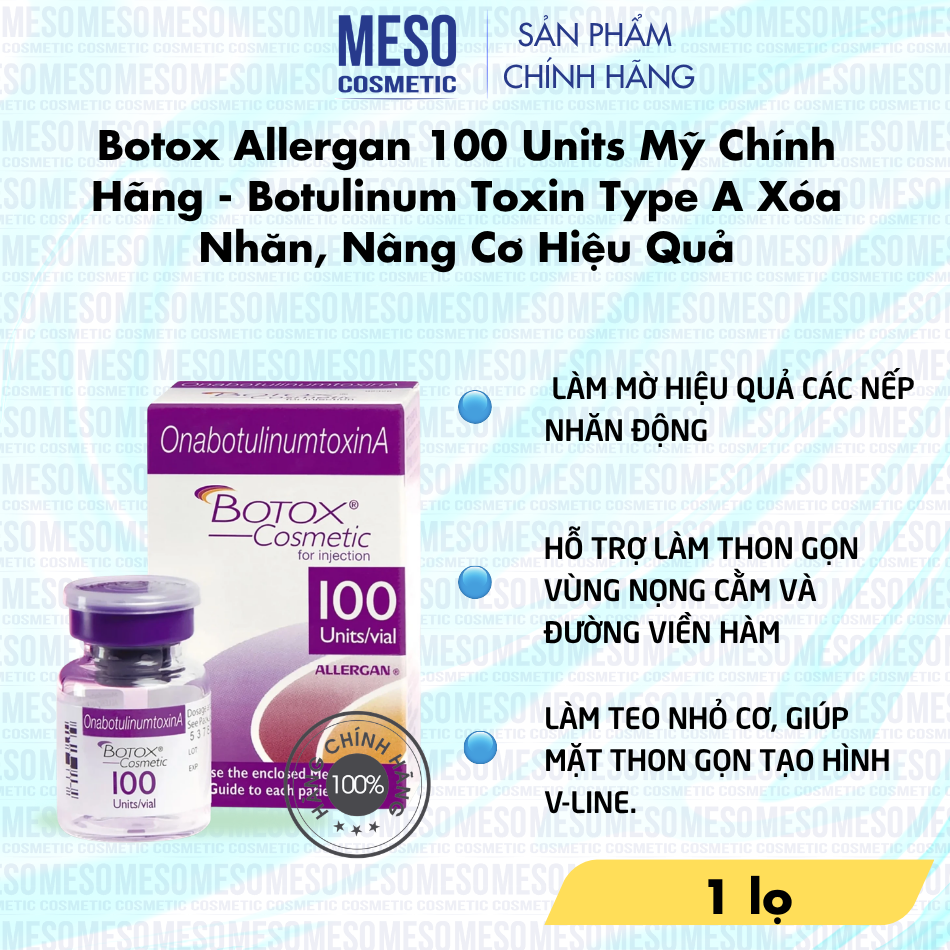 Botox Allergan 100 Units Mỹ Chính Hãng - Botulinum Toxin Type A Xóa Nhăn, Nâng Cơ Hiệu Quả