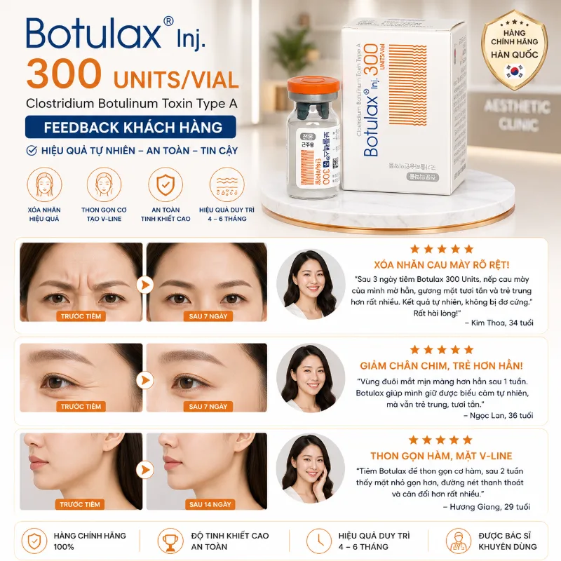 Botox Botulium Toxin Type A Botulax 300 Units xoá nhăn, thon gọn cơ