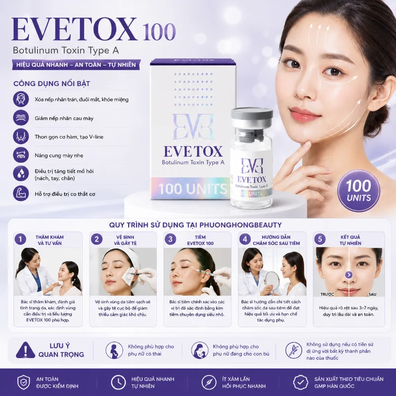 Botox EVETOX 100 – Giải Pháp Xóa Nhăn, Thon Gọn Gương Mặt Chuẩn Hàn Quốc