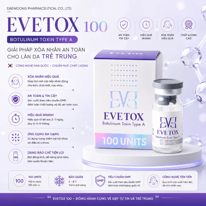 Botox EVETOX 100 – Giải Pháp Xóa Nhăn, Thon Gọn Gương Mặt Chuẩn Hàn Quốc