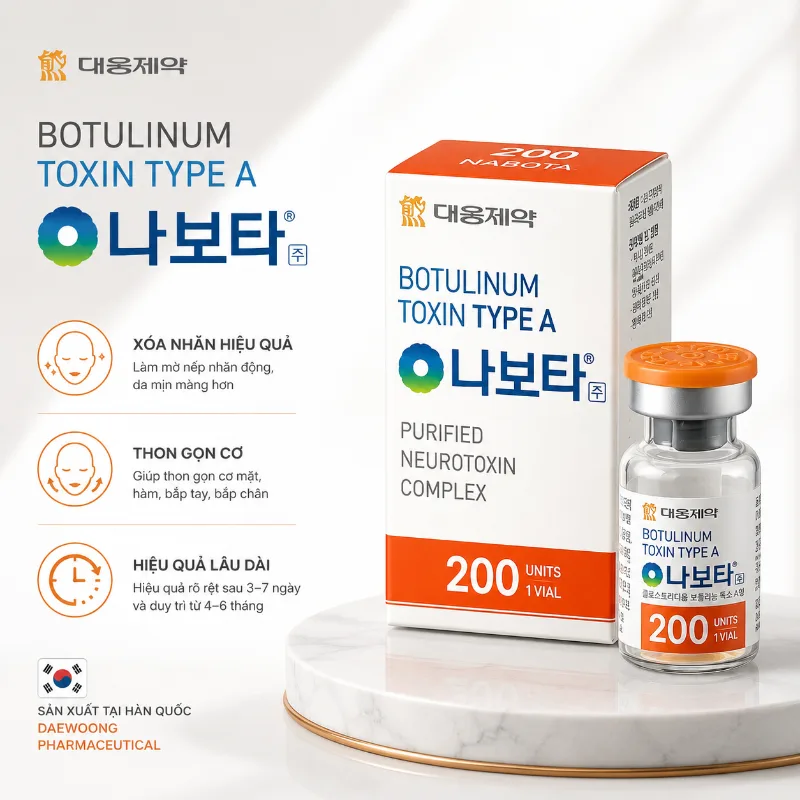 Botox Nabota Botulium Toxin Type A 200 Units xoá nhăn, thon gọn cơ