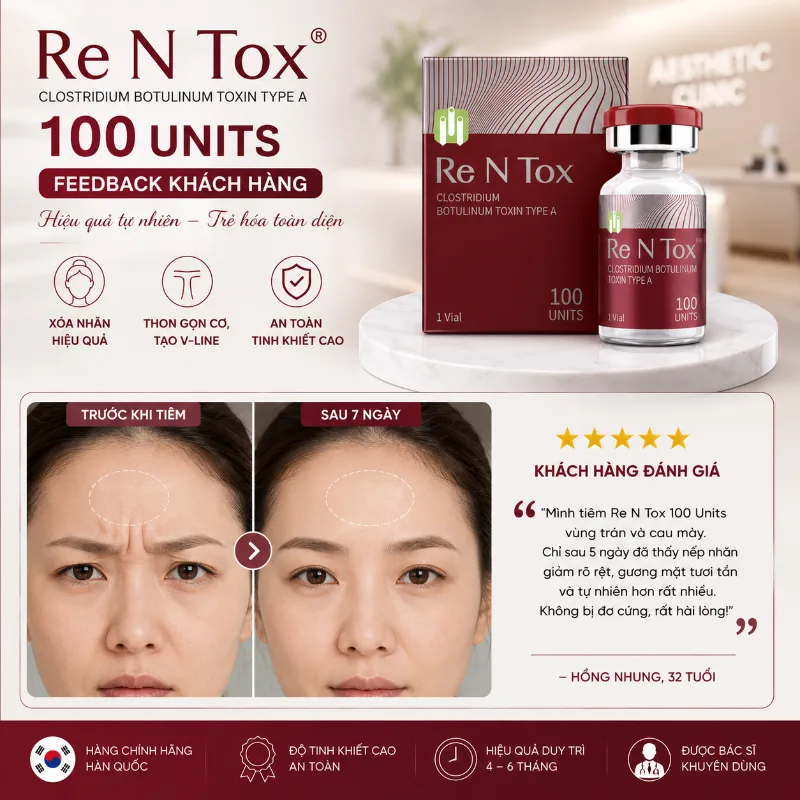 Botox Rentox Botulinum Toxin Type A 100 Units Hàn Quốc - Hỗ Trợ Xóa Nhăn, Thon Gọn Cơ