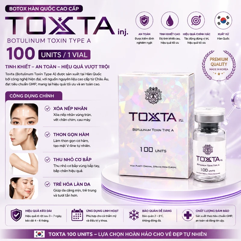 Tinh Chất Toxta 100 Units - Botulinum Toxin Type A Hỗ Trợ Xóa Nhăn, Thon Gọn Hàm, Bắp Tay & Bắp Chân