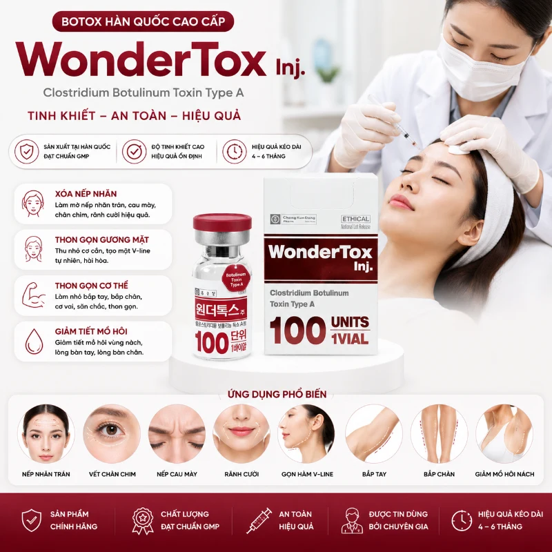 Tinh Chất Wondertox 100 Units - Botulinum Toxin Type A Hỗ Trợ Xóa Nhăn, Thon Gọn Hàm, Bắp Tay & Bắp Chân