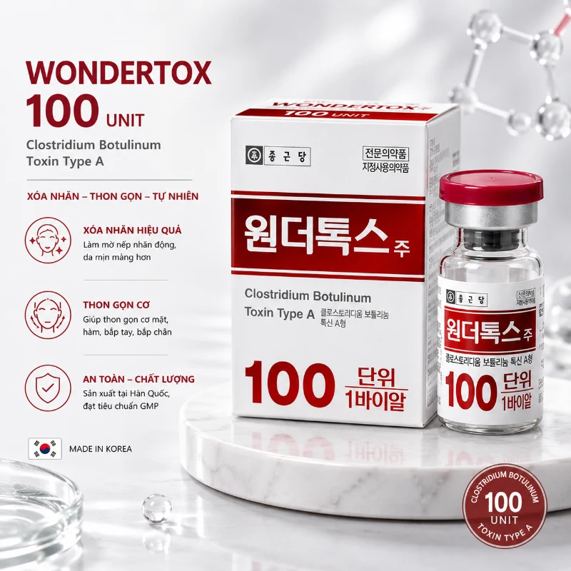 Tinh Chất Wondertox 100 Units - Botulinum Toxin Type A Hỗ Trợ Xóa Nhăn, Thon Gọn Hàm, Bắp Tay & Bắp Chân