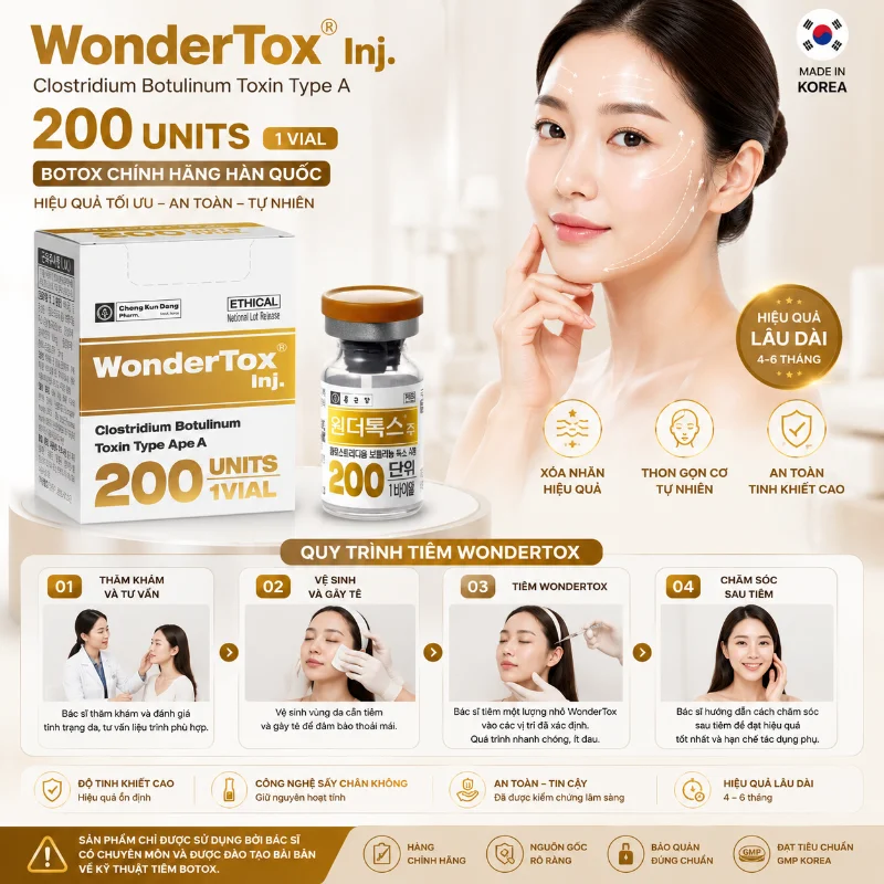 Tinh Chất Botox Wondertox 200 Units Xóa Nhăn, Thon Gọn Hàm, Bắp Tay & Bắp Chân