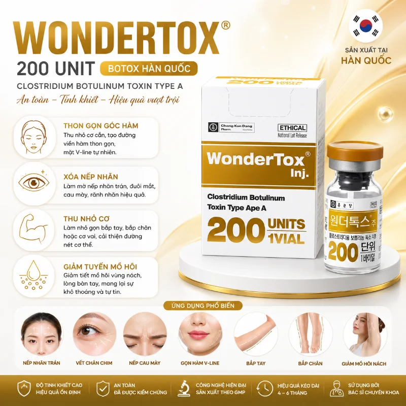 Tinh Chất Botox Wondertox 200 Units Xóa Nhăn, Thon Gọn Hàm, Bắp Tay & Bắp Chân