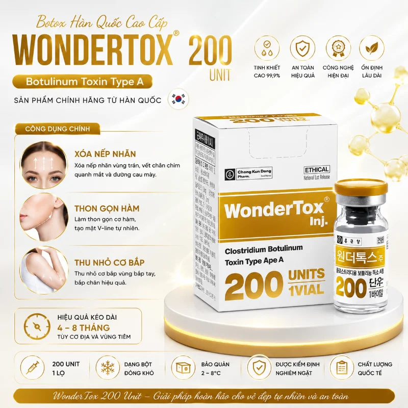 Tinh Chất Botox Wondertox 200 Units Xóa Nhăn, Thon Gọn Hàm, Bắp Tay & Bắp Chân
