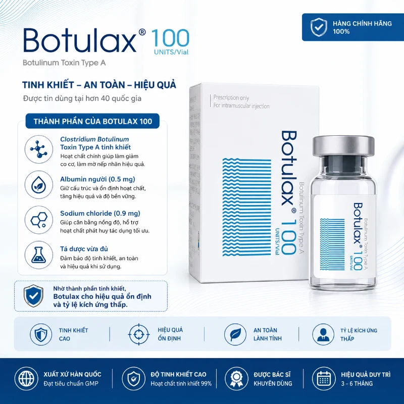 Botox xoá nhăn, thon gọn hàm, nâng cơ Botox Botulax 100 Units