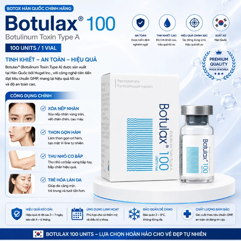 Botox xoá nhăn, thon gọn hàm, nâng cơ Botox Botulax 100 Units