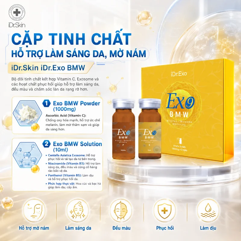 Cặp Tinh Chất Mờ Nám iDr.Skin iDr.Exo BMW Powder & Solution – Dưỡng Sáng, Phục Hồi Da