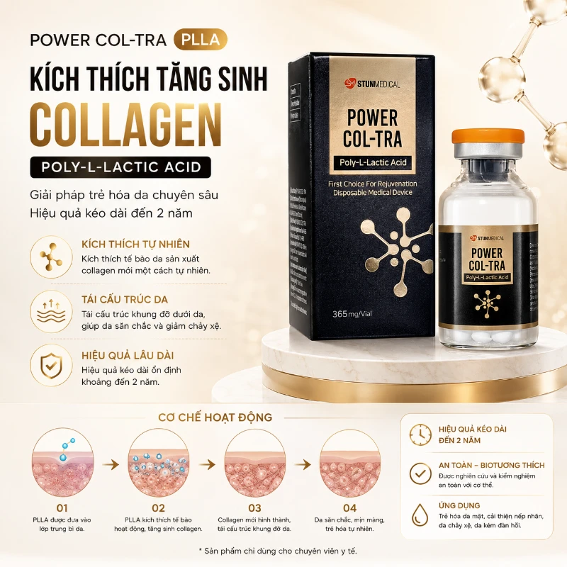 Chất kích thích tăng sinh collagen trẻ hóa da Power Col-tra PLLA Poly-L-Lactic Acid