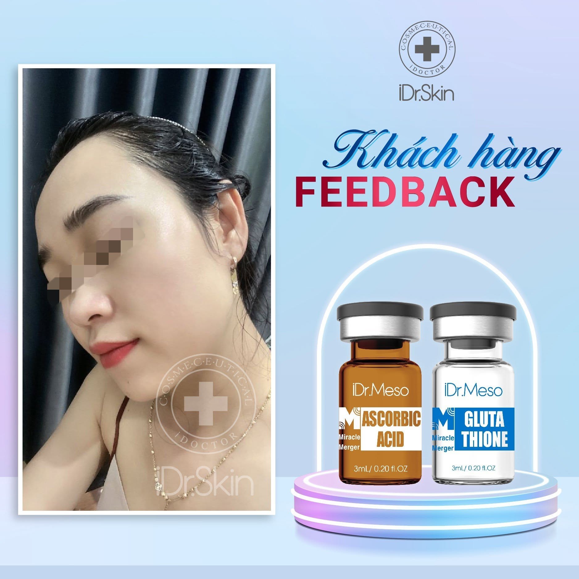 Combo Meso iDr.Skin Vitamin C 20% & Glutathione – Hỗ Trợ Mờ Nám, Dưỡng Sáng Da
